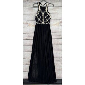 Pins and Needles Anthropologie Woven Sleeveless Maxi Dress Women's 4 Black/White